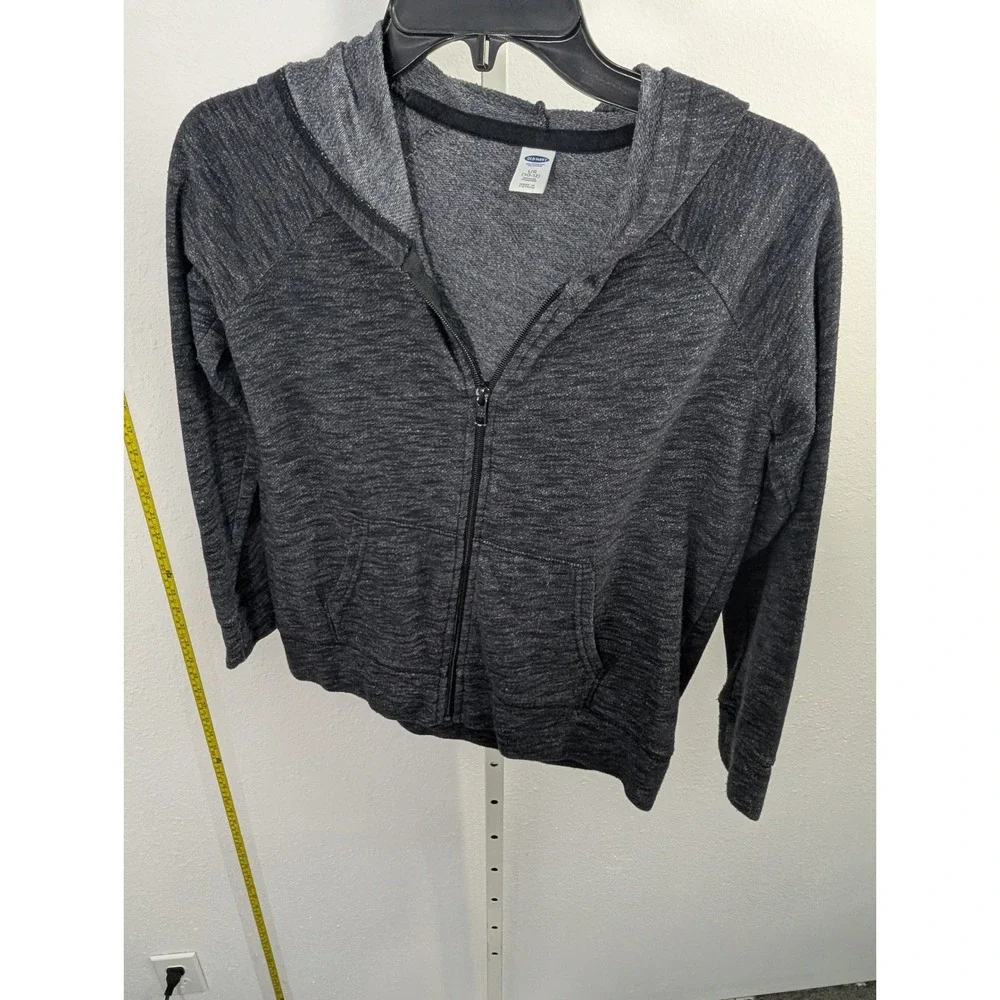 Old Navy Girl Small Gray Space Dye Full Zip Hoodie Sweatshirt Heathered S 4-6